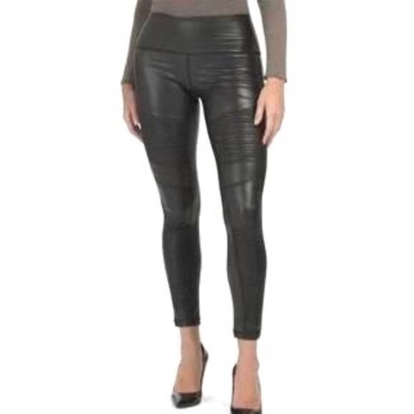 7 for all Mankind Vegan Faux Leather Moto Leggings Black Size XS Matrix Vibes - Picture 1 of 12